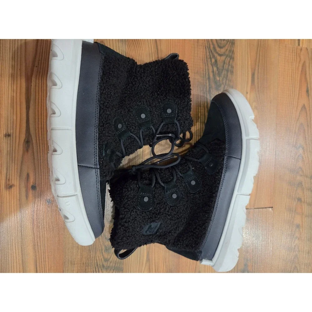 Sorel Explorer II Joan Black Sherpa Snow Weather boot Cozy Warm Chunky 9.5 Gorp